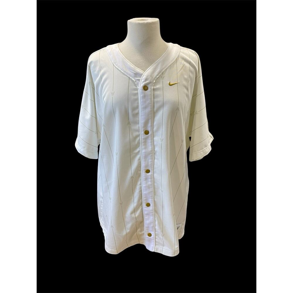Nike Women’s Small Oversized Serena Williams Design Baseball Top, White/Gold EUC